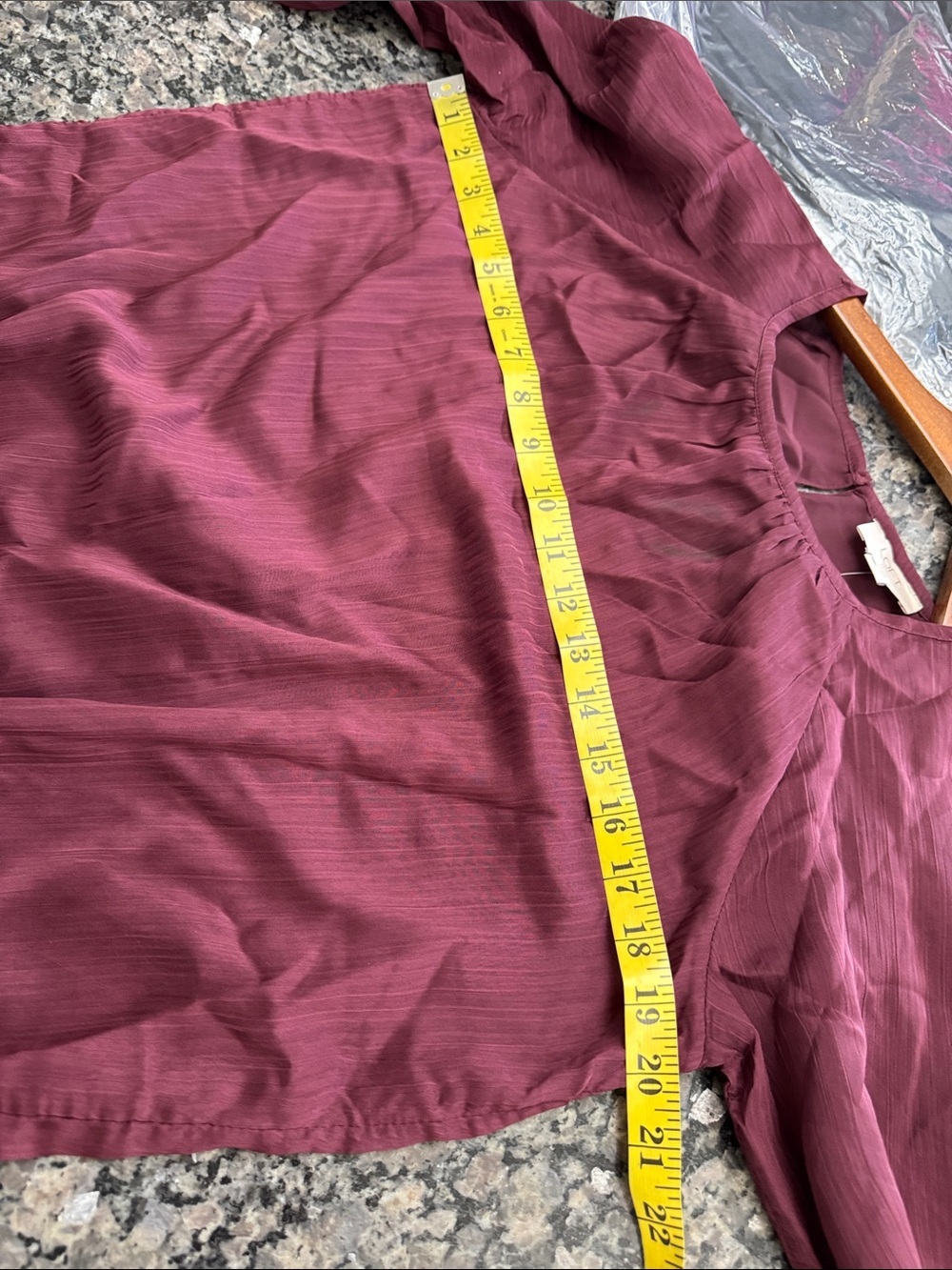 LOFT Burgundy Peasant Blouse elastic waist and cuffs NEW XSP - Picture 9 of 13